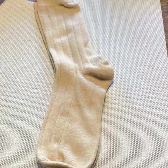 NWOT TWO RIBBED TOP PINK AND CREAM SOCKS - Picture 3 of 4